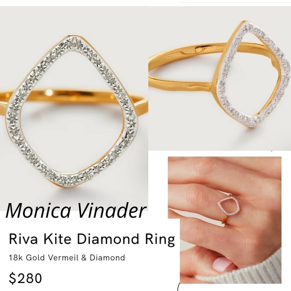 MONICA VINADER Jewelry - Monica Vinader Gold and Silver Riva Kite Diamond Ring.  # 300